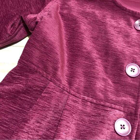 Soft Surroundings Pink Purple Magenta Velvet Button‎ Pleated Jacket Blazer Small - Picture 2 of 3